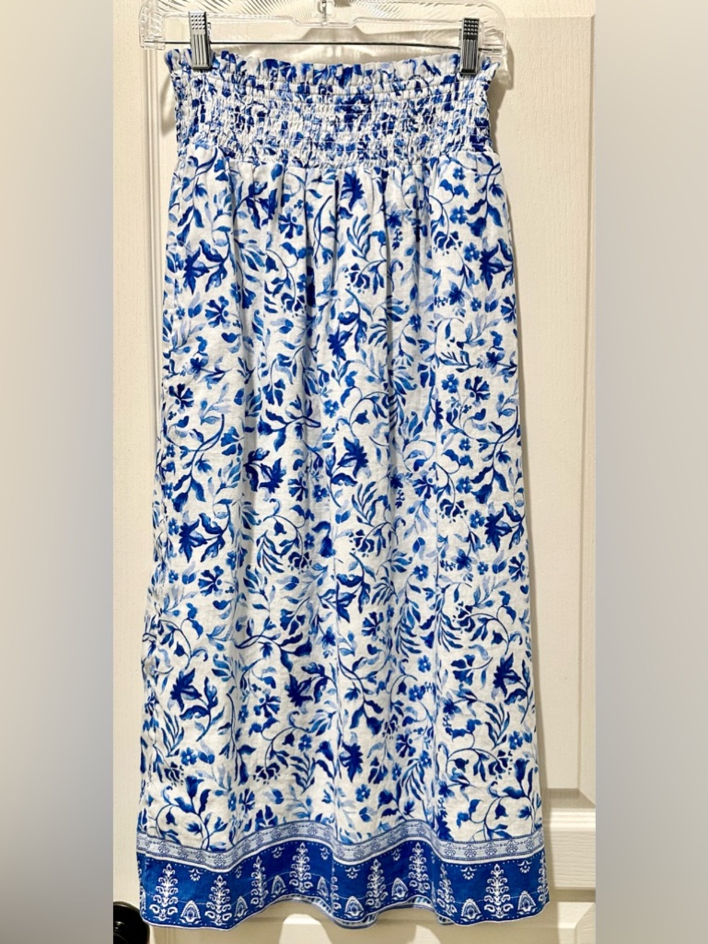 NWT Joie 100% Linen Midi Skirt & Cropped Tank Top Set in Blue/White Bora Print - Picture 11 of 12
